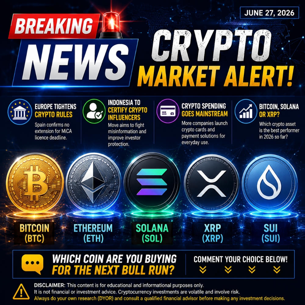 🚨 CRYPTO MARKET ALERT – June 27, 2026
