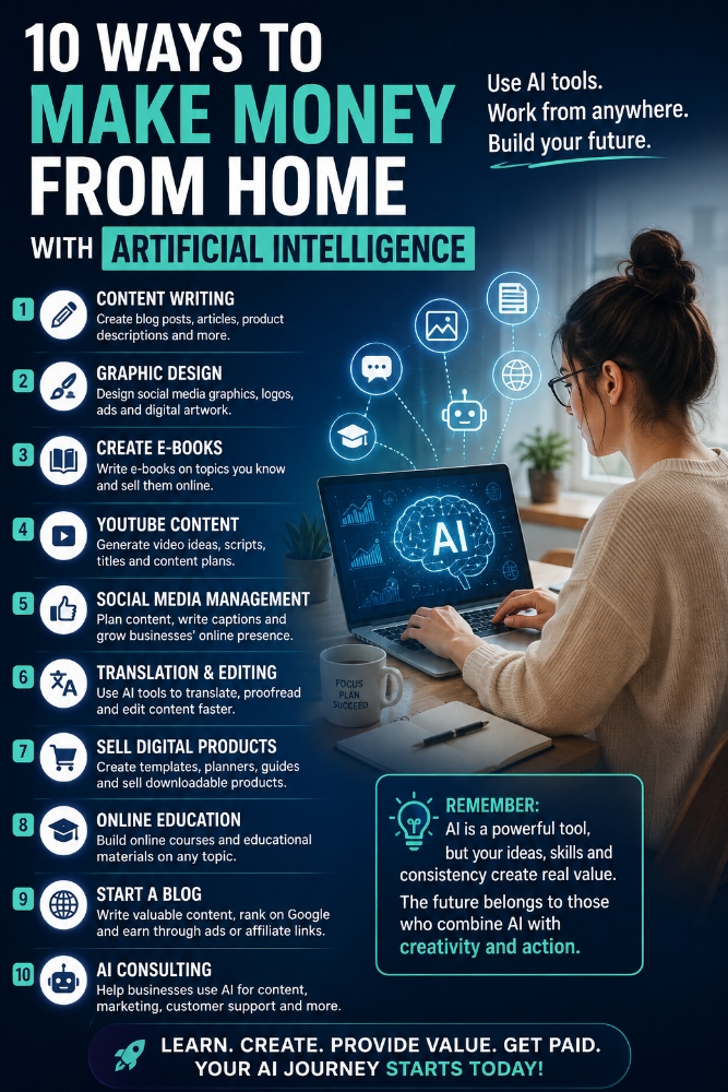 10 Ways to Make Money from Home with Artificial Intelligence