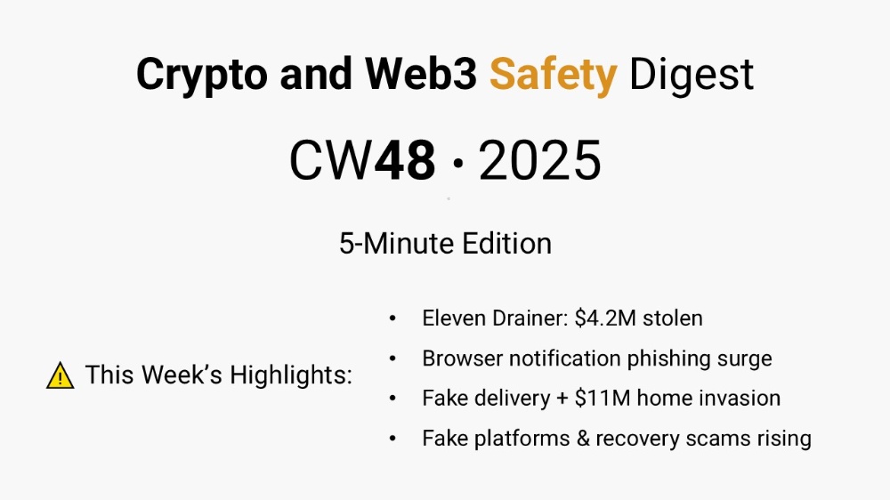 Weekly Crypto and Web3 Safety Digest — CW48 2025