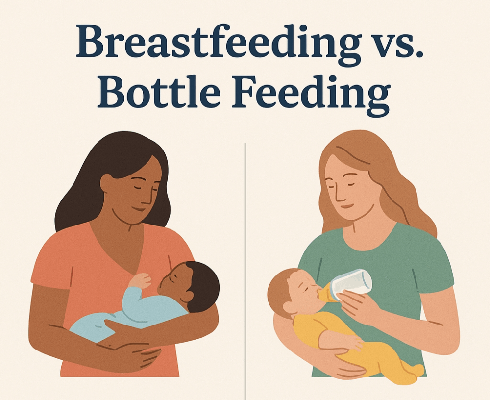 Breastfeeding vs bottle feeding.