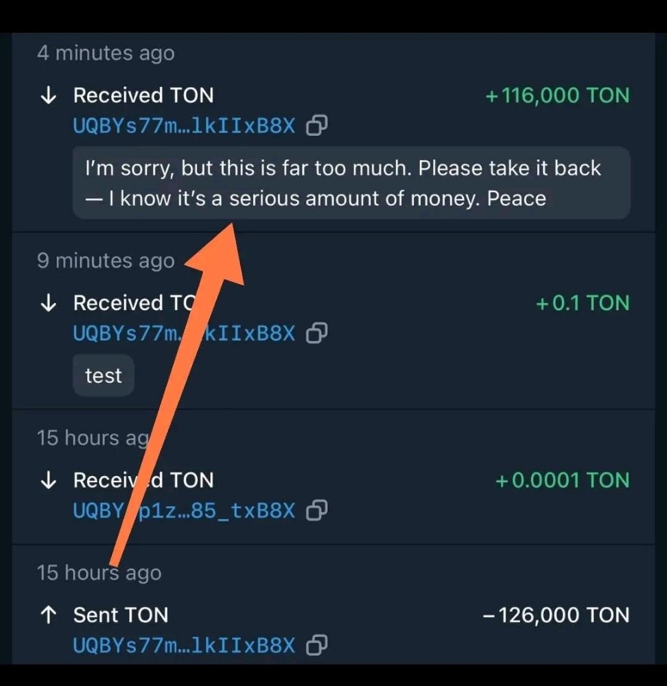 Address poisoning attack happened on ton Blockchain
