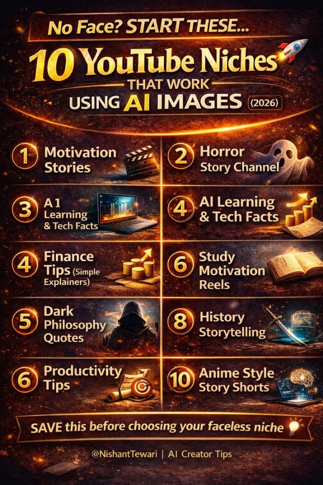 10 YouTube niches that work very well with AI tools, especially if you want to grow fast and create