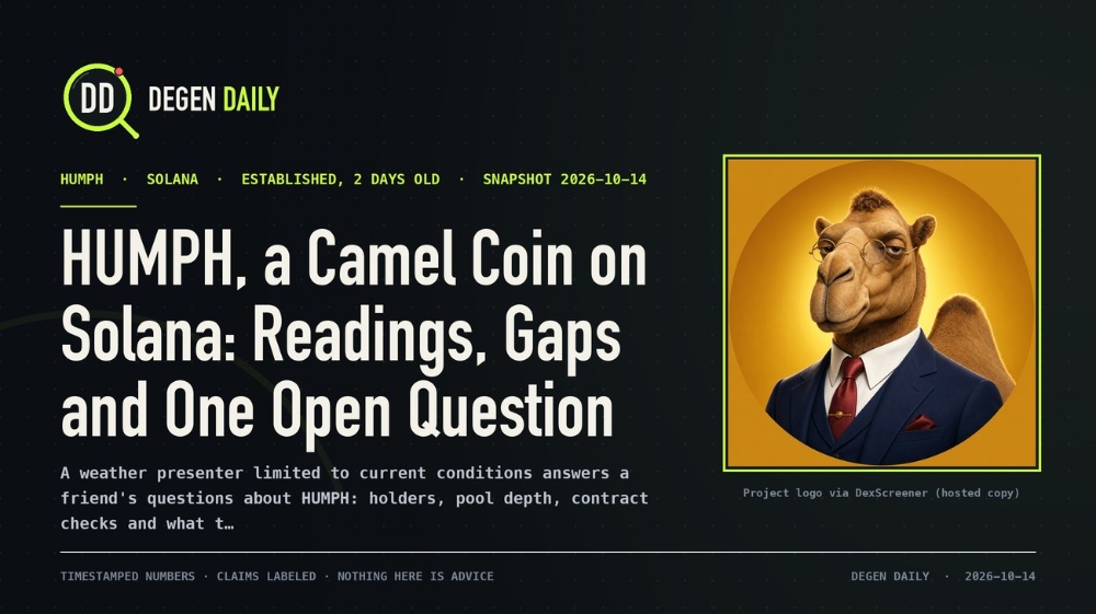 HUMPH, a Camel Coin on Solana: Readings, Gaps and One Open Question