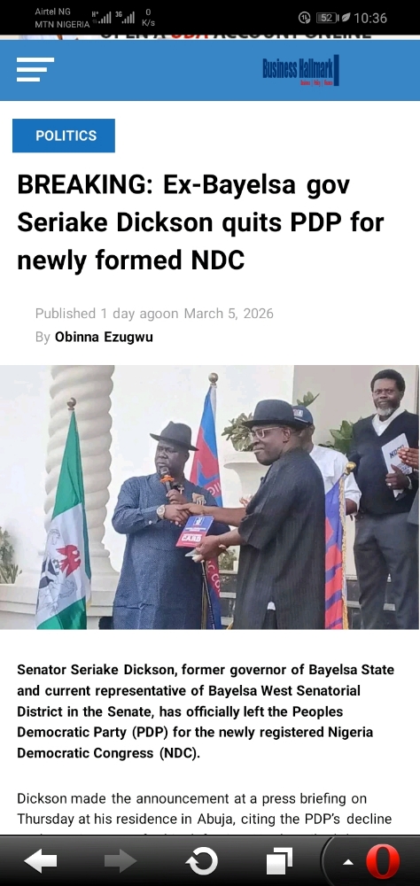 BREAKING: Ex-Bayelsa govSeriake Dickson quits PDP fornewly formed NDCPOLITICSPublished 1 day ago