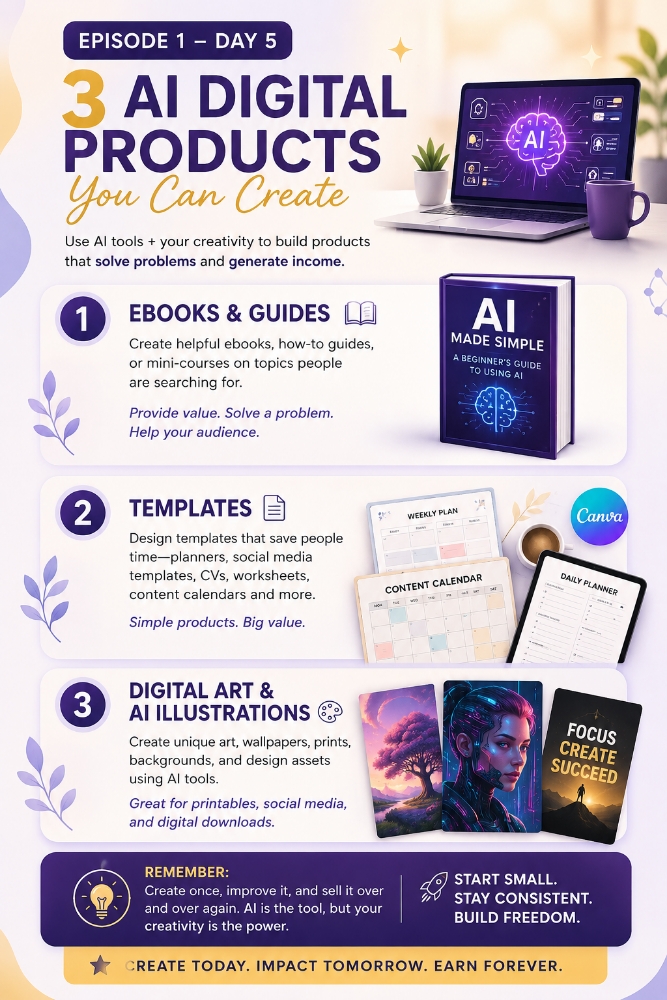 Episode 1 — Day 5: 3 AI Digital Products You Can Create"