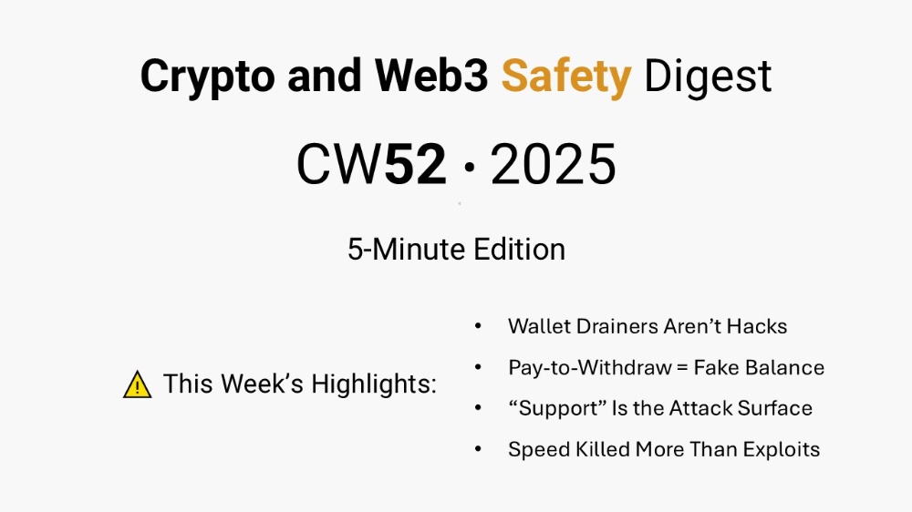 Weekly Crypto and Web3 Safety Digest — CW52 2025