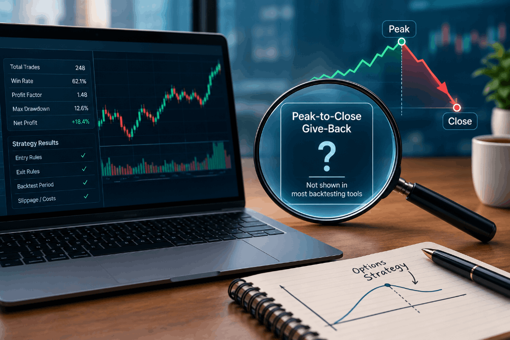 Peak-to-Close Give-Back: The One Number Your Options Backtesting Software Does Not Show You