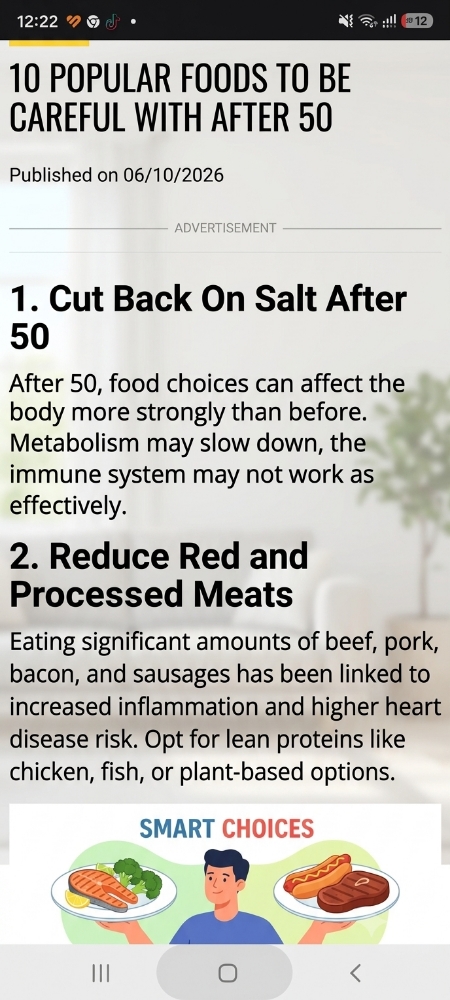 Foods That should be avoided  after 50