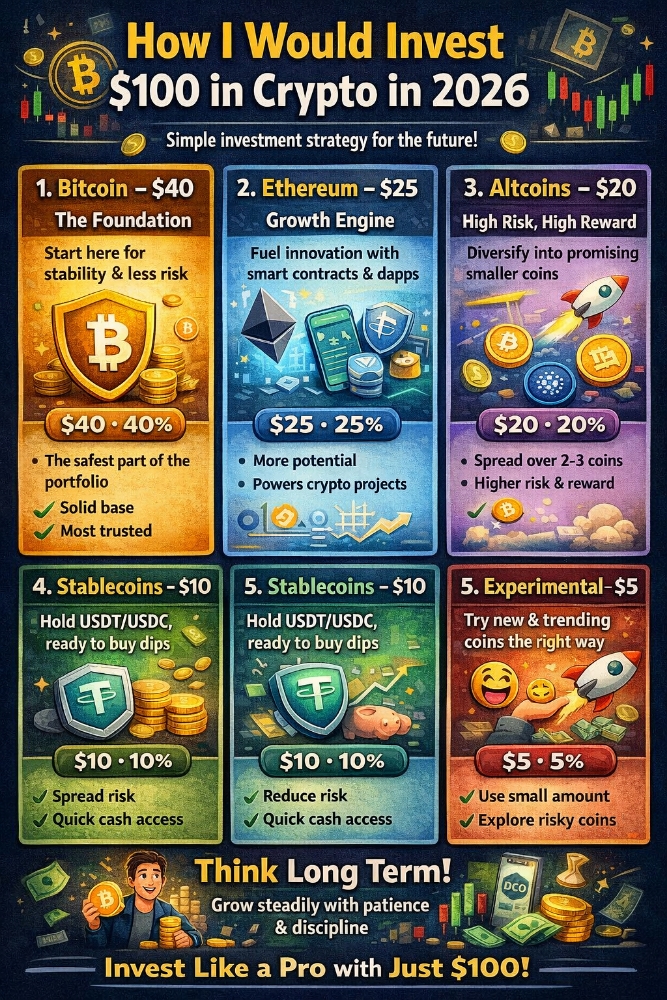 How I Would Invest $100 in Crypto in 2026