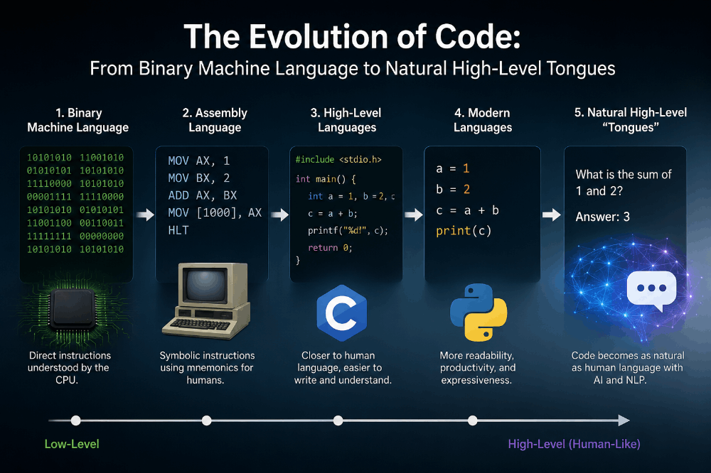 The Evolution of Code: From Binary Machine Language to Natural High-Level Tongues