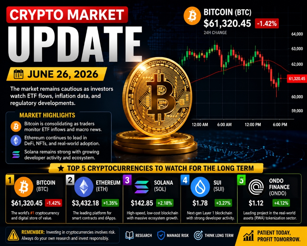 CRYPTO MARKET UPDATE JUNE 26, 2026