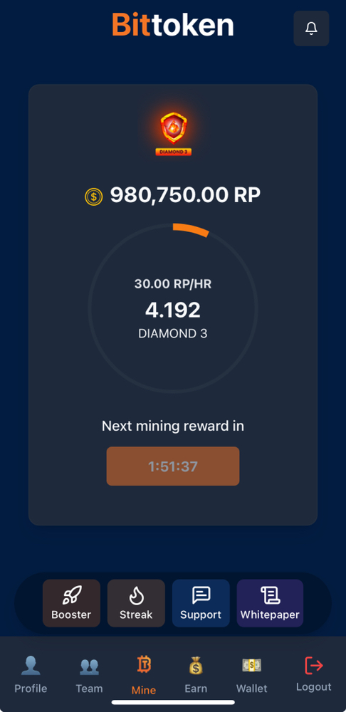 Bittoken Global Mining App: Claim 2 RP Hourly, Smash Quests, Team Up & Stack $BITTOKEN