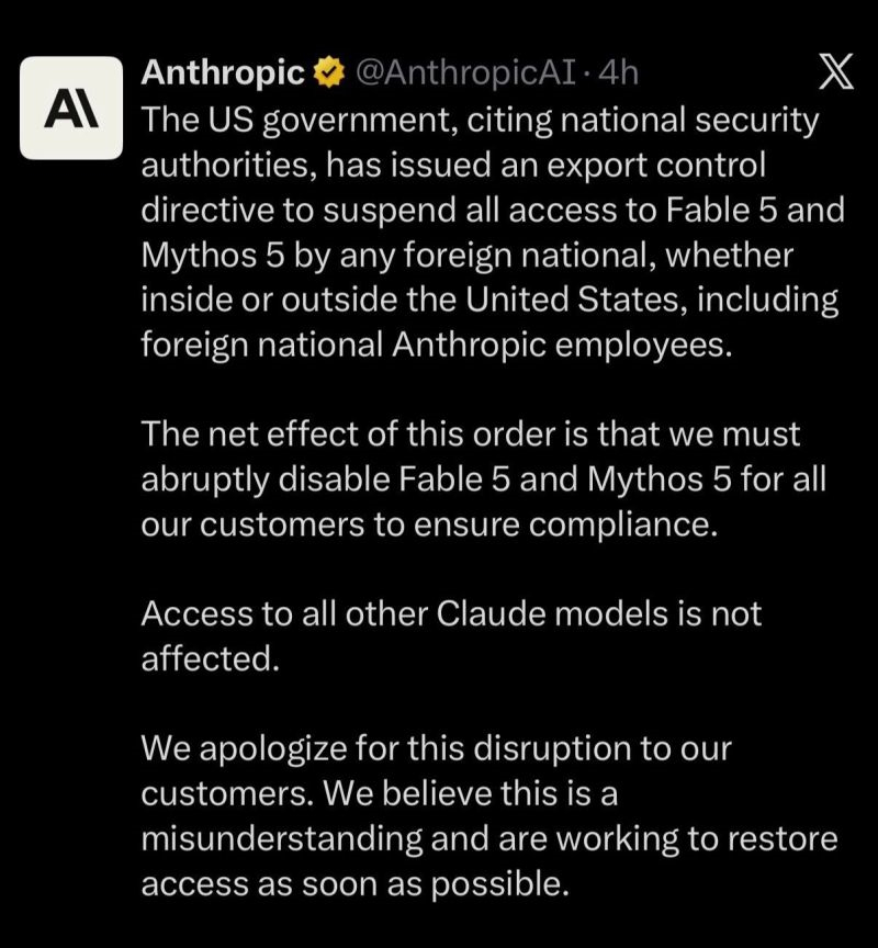 Mythos 5 Restricted by US Government for Being Too Dangerous