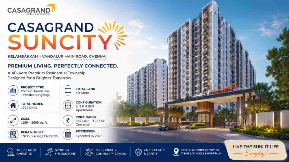 Casagrand Suncity Chennai | Spacious Homes from ₹67 Lakh