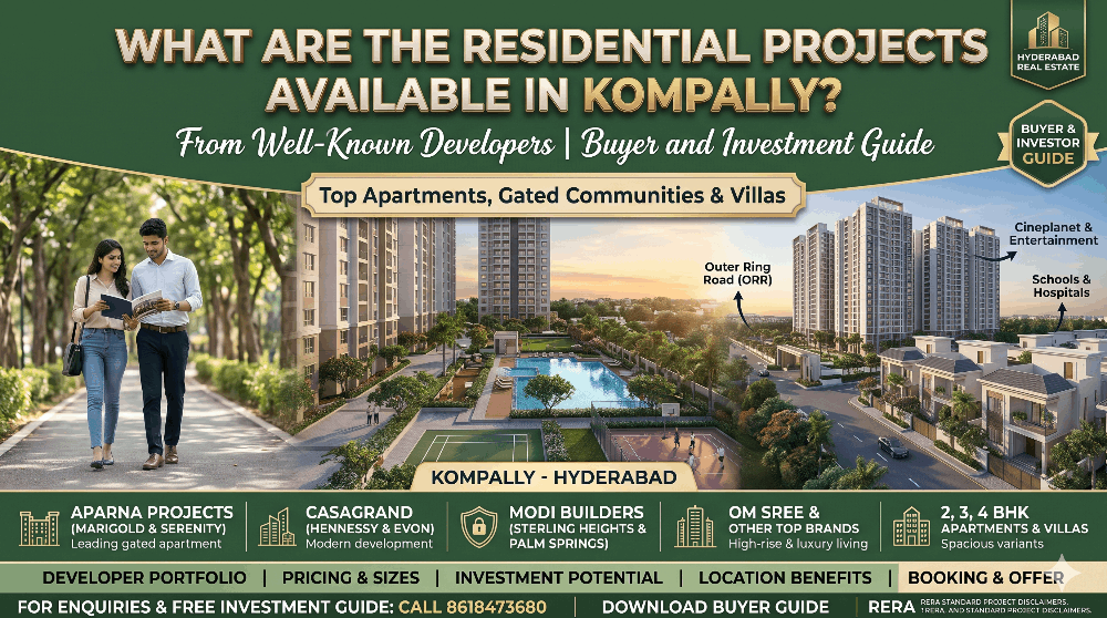 What Are the Residential Projects Available in Kompally from Well-Known Developers?