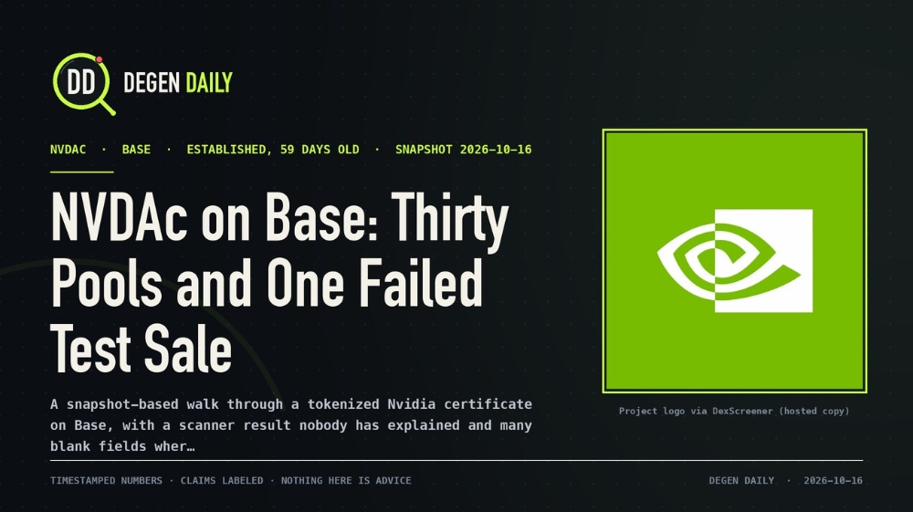 NVDAc on Base: Thirty Pools and One Failed Test Sale