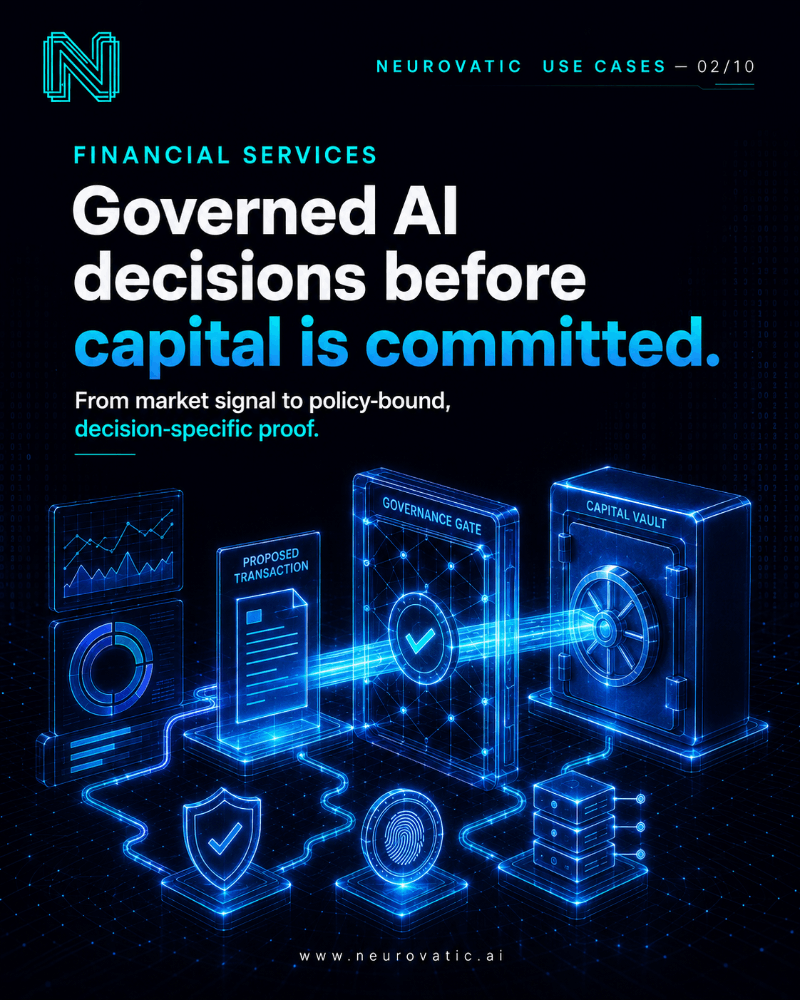 Financial Services - Governed AI decisions before capital is committed