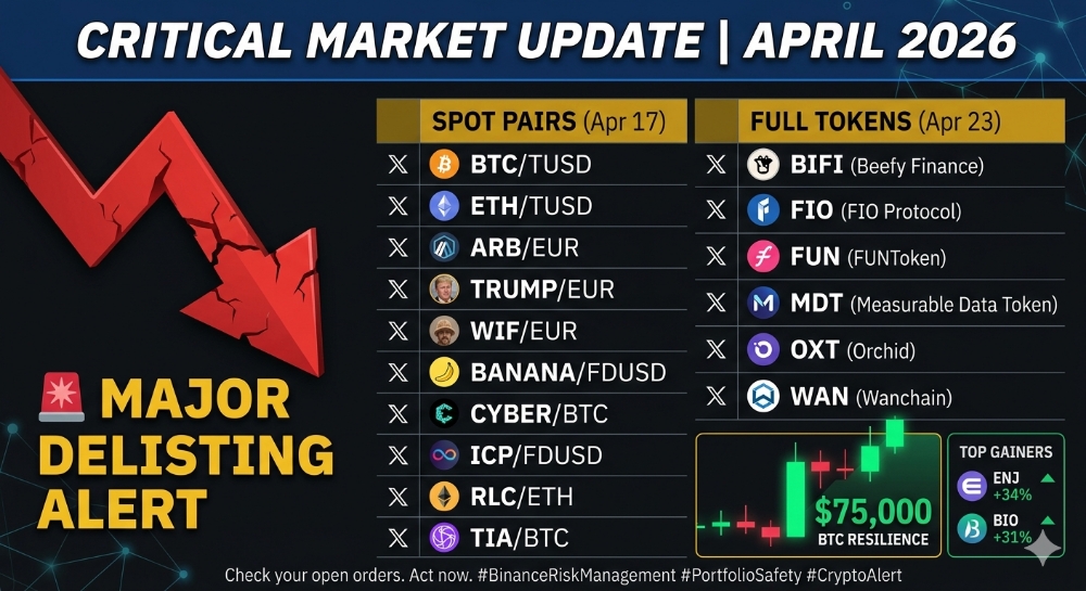 Binance Latest Crypto Updates (April 2026)📉 Major Delisting Alert