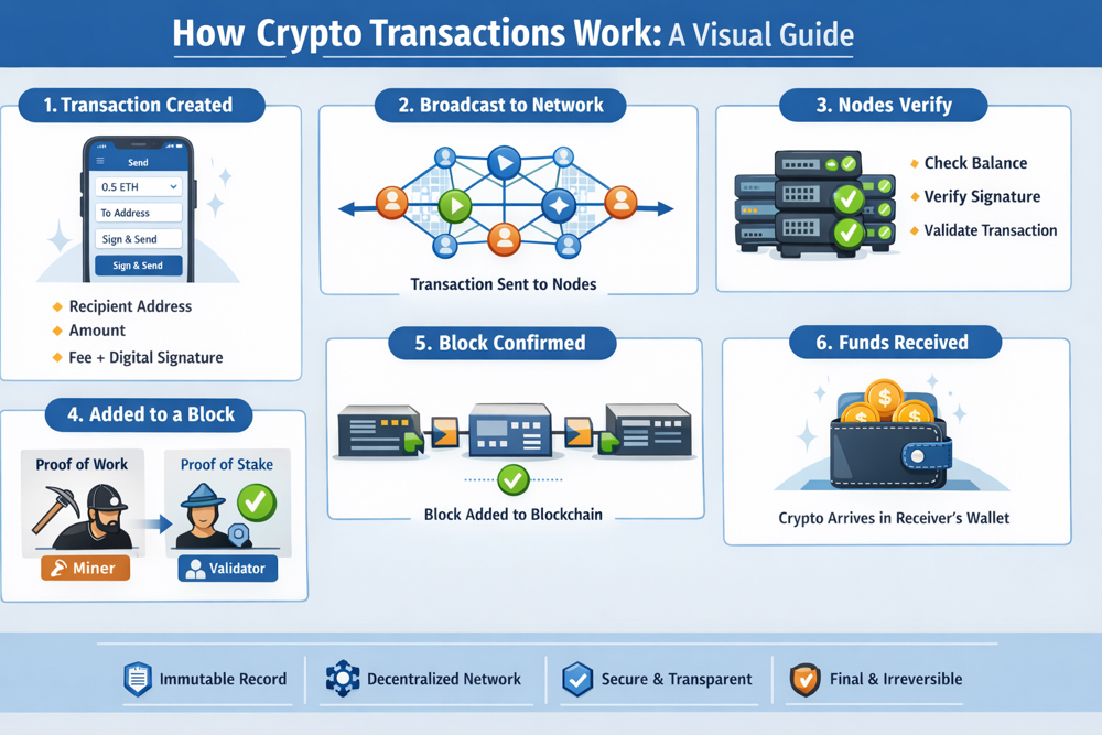 How Crypto Transactions Work: A Complete Beginner-to-Advanced Guide
