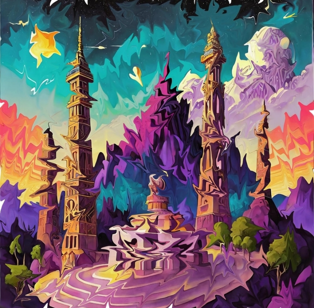 The Aetherian Spires of Lumina 1/1 NFT Artwork.