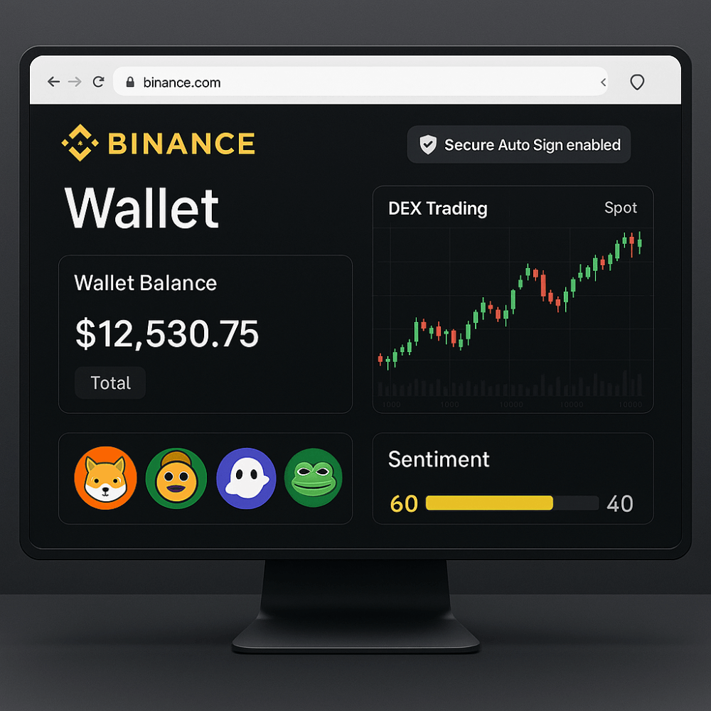 Binance launches web-based wallet with Secure Auto Sign-authorize once and trade for 7 days straight