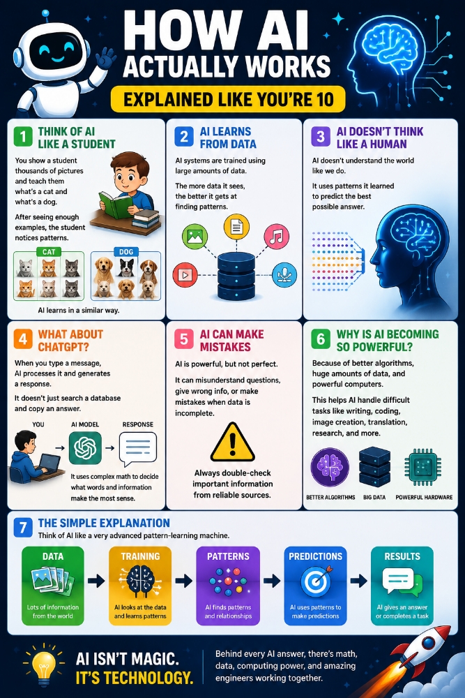 How AI Actually Works. Explained Like You're 10 🤖🧠