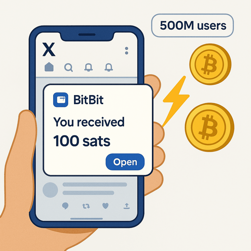 Bitcoin tipping is live on X—send and receive sats via BitBit & Lightning with full self-custody!